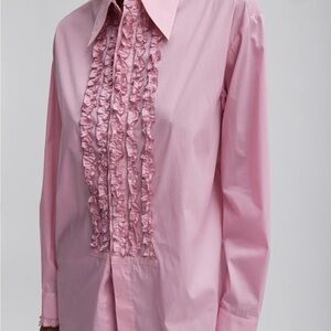 Tibi tuxedo shirt in pink, size S